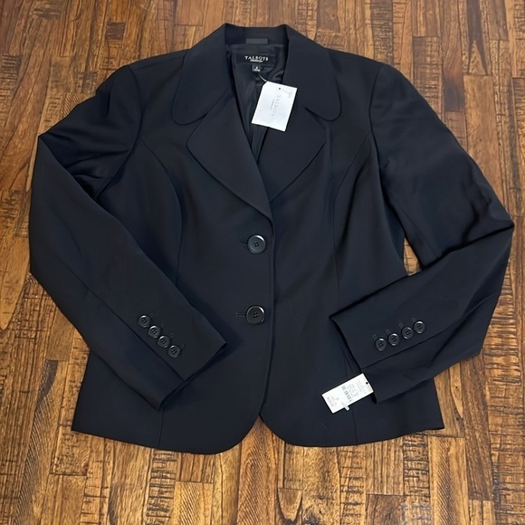 Talbots Blazer Black Wool blend 2 button classic cut lined size 6 - Picture 12 of 16